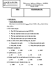 Đề kiểm tra đầu năm Toán, Tiếng việt Lớp 5 - Năm học 2011-2012 - Trường Tiểu học Định Hiệp