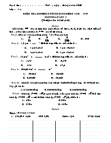Đề kiểm tra định kì học kì II môn Toán Khối 5 - Năm học 2008-2009