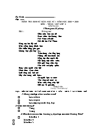 Đề kiểm tra giữa học kì I Tiếng việt Lớp 5 - Năm học 2008-2009