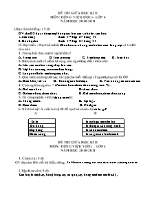 Đề kiểm tra giữa học kì II môn Tiếng việt Lớp 4 - Năm học 2010-2011