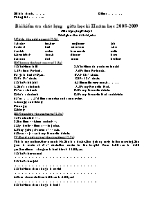 Đề kiểm tra giữa học kì II Tiếng anh Lớp 4 - Năm học 2008-2009