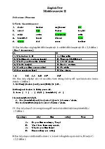 Đề kiểm tra giữa học kỳ II Tiếng anh Lớp 4