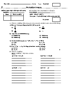 Đề kiểm tra học kì I Các môn Lớp 5 - Trường Tiểu học số 1 Hải Ba