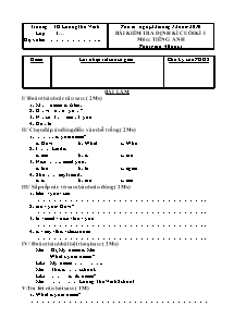 Đề kiểm tra học kì I Tiếng anh Lớp 3,4,5 - Năm học 2010-2011 - Trường Tiểu học Lương Thế Vinh