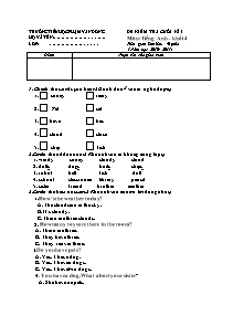 Đề kiểm tra học kì I Tiếng anh Lớp 4 - Năm học 2010-2011 - Trường Tiểu học Phạm Văn Đồng