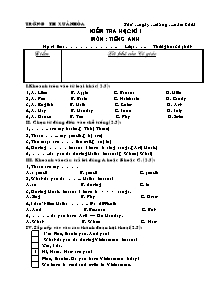Đề kiểm tra học kì I Tiếng anh Lớp 4,5 - Trường Tiểu học Xuân Hòa