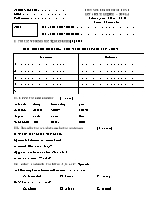 Đề kiểm tra học kì II Tiếng anh Khối 4 - Năm học 2011-2012