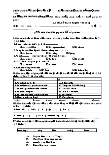 Đề kiểm tra học kì II Tiếng anh Lớp 4 - Năm học 2008-2009 - Trường Tiểu học Hoàng Dư Khương