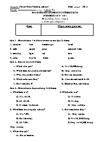 Đề kiểm tra học kì II Tiếng anh Lớp 4 - Năm học 2010-2011 - Trường Tiểu học Phạm Trấn