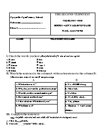 Đề kiểm tra học kì II Tiếng anh Lớp 4 - Năm học 2011-2012 - Trường Tiểu học Nguyễn Bá Ngọc