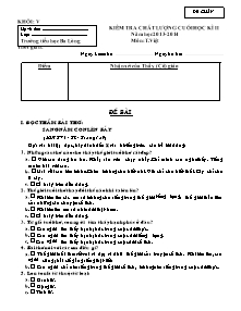 Đề kiểm tra học kì II Tiếng việt Lớp 5 - Năm học 2013-2014 - Trường Tiểu học Ba Lòng
