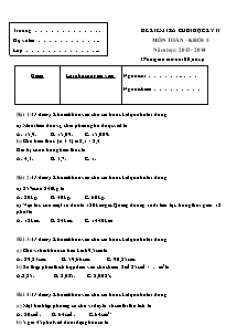 Đề kiểm tra học kì II Toán Lớp 5 - Đề 1 - Năm học 2013-2014