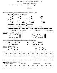 Đề kiểm tra học kì II Toán Lớp 5 - Năm học 2013-2014