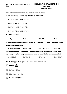 Đề kiểm tra học kì II Toán, Tiếng việt Khối 5