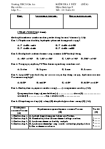 Đề kiểm tra một tiết Sinh học Lớp 9 - Đề 4 - Năm học 2010-2011 - Trường THCS Gia An