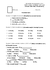 Đề thi định kì lần 1 Tiếng anh Lớp 4 - Năm học 2011-2012