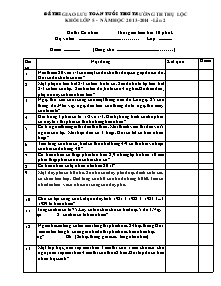 Đề thi giao lưu toán tuổi thơ lần 2 Lớp 5 - Năm học 2013-2014 - Trường Tiểu học Thụ Lộc