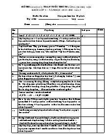 Đề thi giao lưu toán tuổi thơ lần 3 Lớp 5 - Năm học 2013-2014 - Trường Tiểu học Thụ Lộc