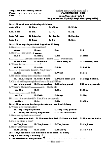 Đề thi học kì I Tiếng anh Lớp 4 - Năm học 2012-2013 - Trường Tiểu học Tăng Doãn Văn