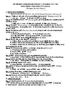 Đề thi học sinh giỏi huyện Tiếng việt, Lịch sử và Địa lí Khối 5
