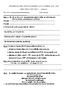 Đề thi học sinh năng khiếu lần 1 Tiếng việt Lớp 5 - Năm học 2011-2012