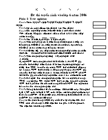 Đề thi tuyển sinh vào Lớp 6 môn Toán năm 2006