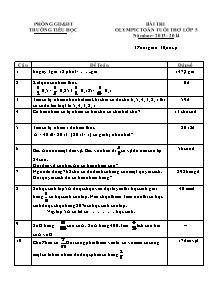 Đề và đáp án thi Olympic toán tuổi thơ Lớp 5 - Năm học 2013-2014