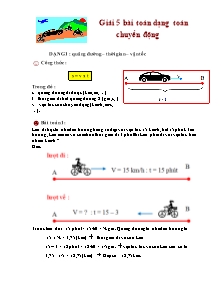 Một số bài toán Chuyển động môn Toán Lớp 5