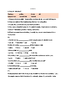 Bài tập môn Tiếng Anh Khối 11 Sách Thí điểm - Unit 1