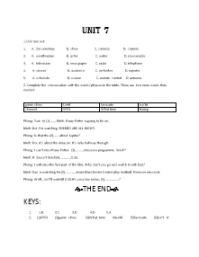 Bài tập môn Tiếng Anh Lớp 6 - Unit 7+8