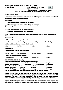 Đề kiểm tra 1 tiết môn Tiếng Anh Lớp 10 - Mã đề: 301 - Năm học 2016-2017 - Trường THPT Trường Xuân