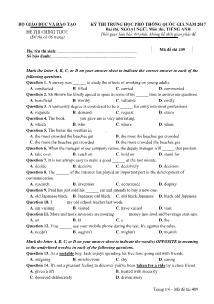 Đề thi Trung học phổ thông Quốc gia môn Tiếng Anh năm 2017 - Mã đề: 409 - Bộ GD &ĐT (Kèm đáp án)