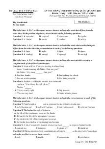 Đề thi Trung học phổ thông Quốc gia môn Tiếng Anh năm 2017 - Mã đề: 414 - Bộ GD &ĐT (Kèm đáp án)