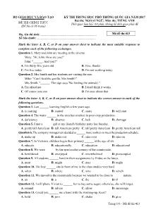 Đề thi Trung học phổ thông Quốc gia môn Tiếng Anh năm 2017 - Mã đề: 413 - Bộ GD &ĐT (Kèm đáp án)