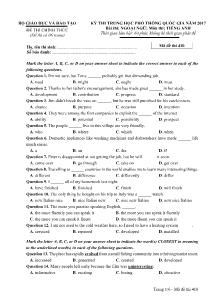 Đề thi Trung học phổ thông Quốc gia môn Tiếng Anh năm 2017 - Mã đề: 410 - Bộ GD &ĐT (Kèm đáp án)