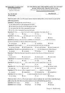 Đề thi Trung học phổ thông Quốc gia môn Tiếng Anh năm 2017 - Mã đề: 412 - Bộ GD &ĐT (Kèm đáp án)