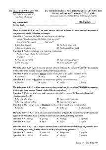 Đề thi Trung học phổ thông Quốc gia môn Tiếng Anh năm 2017 - Mã đề: 404 - Bộ GD &ĐT (Kèm đáp án)
