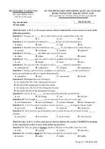 Đề thi Trung học phổ thông Quốc gia môn Tiếng Anh năm 2017 - Mã đề: 420 - Bộ GD &ĐT (Kèm đáp án)