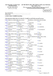 Đề thi Trung học phổ thông Quốc gia môn Tiếng Nga năm 2016 - Mã đề thi: 275 (Kèm đáp án)