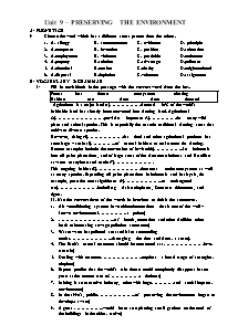 2 Đề kiểm tra môn Tiếng Anh Lớp 10 - Unit 9: Preserving The Environment