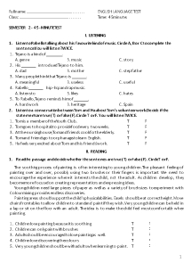 Bài kiểm tra 45 phút học kì II môn Tiếng Anh Lớp 7 Sách Thí điểm - Đề số 3 (Kèm đáp án+file nghe)