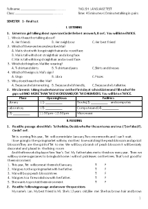 Bài kiểm tra cuối học kì I môn Tiếng Anh Lớp 6 Sách Thí điểm - Đề số 2 (Kèm đáp án+file nghe)