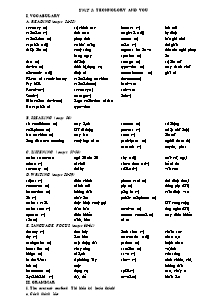 Bài tập môn Tiếng Anh Lớp 10 - Unit 5: Technolory and You