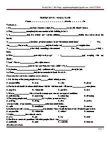 Bài tập ôn môn Tiếng Anh 10 Sách Thí điểm - Unit 1: Family life