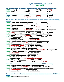 Đề kiểm tra chất lượng ôn thi Quốc gia môn Tiếng Anh năm 2017 (Có đáp án)