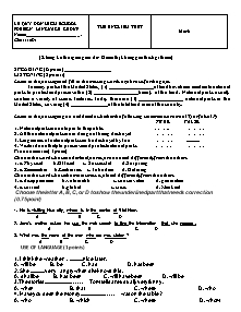 Đề kiểm tra học kì II môn Tiếng Anh Lớp 10 Sách Thí điểm - Le Quy Don High School