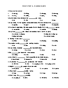 Đề kiểm tra môn Tiếng Anh Lớp 10 - Unit 1: Family Life