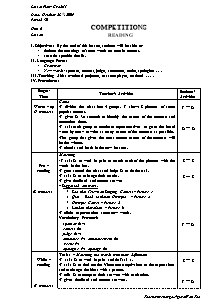 Giáo án Tiếng Anh Lớp 11 - Period 30 to 34, Unit 6: Competitions - Năm học 2009-2010 - Nguyễn Văn Tạo
