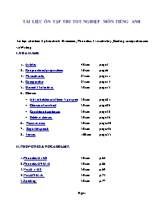 Tài liệu ôn tập thi tốt nghiệp môn Tiếng Anh Lớp 12 (Có đáp án)