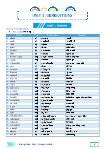 Bài tập Tiếng Anh Lớp 11 (Friends Global) - Unit 1: Generations